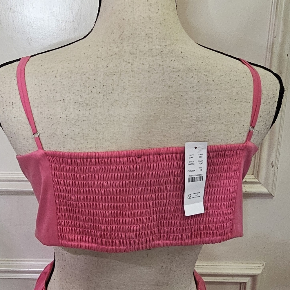 J.Crew Pink Bow-Front Midaxi Dress With Cut-Out Smocked Back,Size 18,NWT - Picture 10 of 16